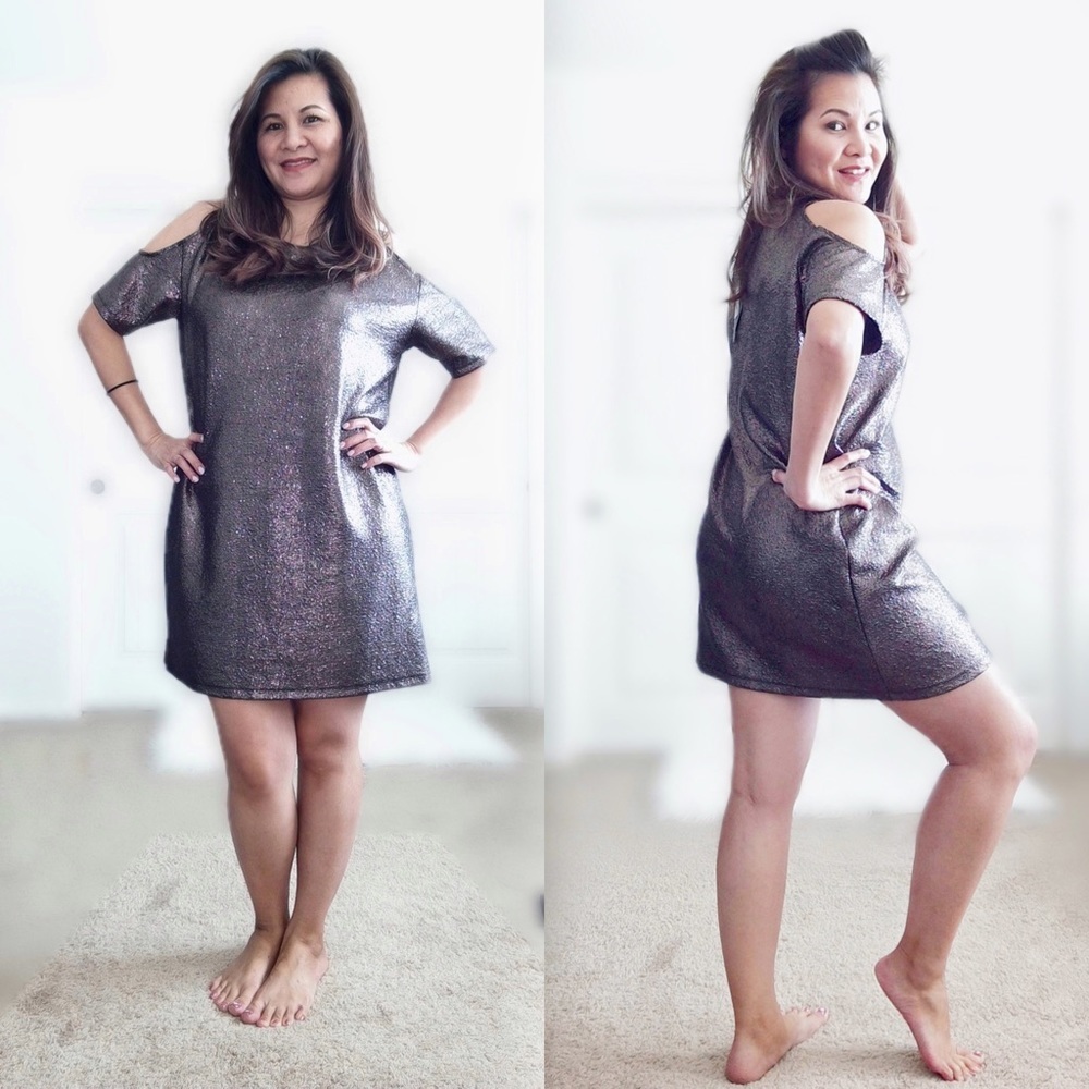 ASOS Motel Rocks Savannah Pewter Foil Mini Dress - Picture 2 of 6